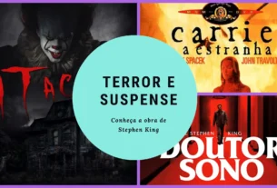 Imagem com alguns filmes de Stephen King