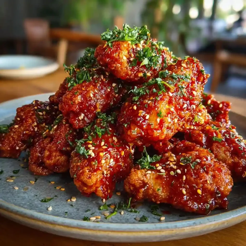 Foto de um frango frito coreano