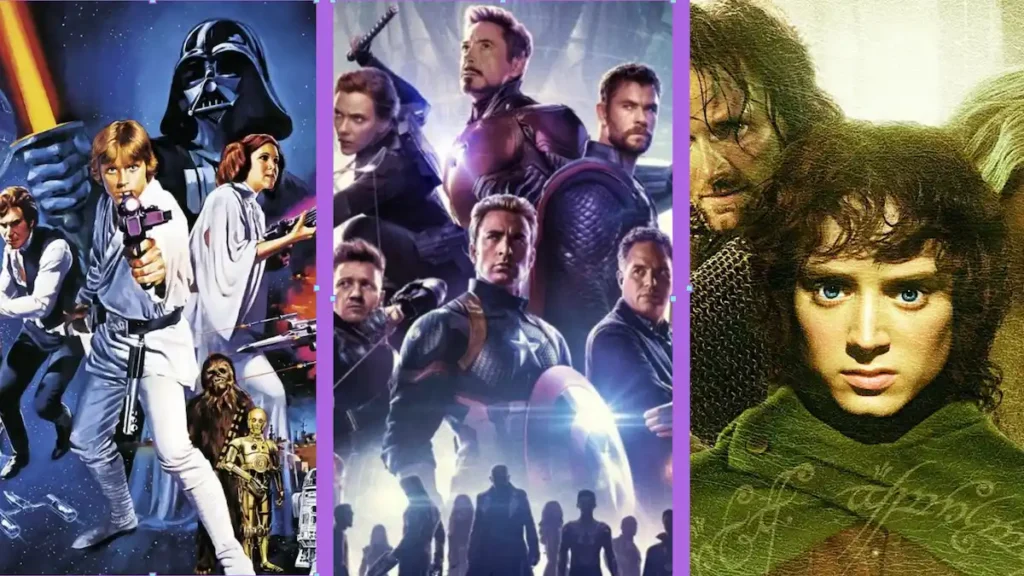 Imagem com algumas das maiores franquias do cinema